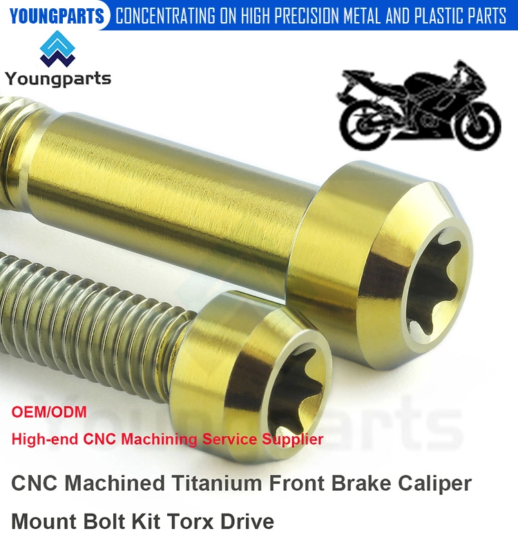 Achieve Maximum Braking Power with Titanium Front Brake Caliper Mount Bolt Kit - Torx Drive and CNC Turning